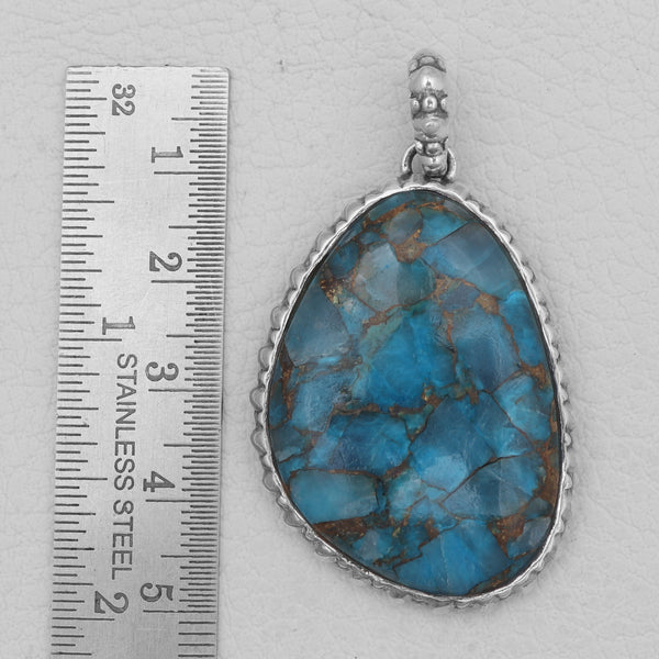 Blue Coper Turquoise Silver Pendants