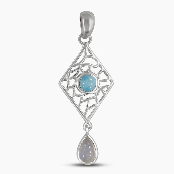 925 Sterling Silver Larimar Drop Pendants