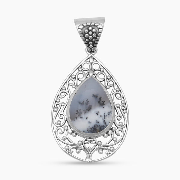 Dendritic Opal Silver Pendants