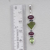 Garnet & Peridot Silver Pendants