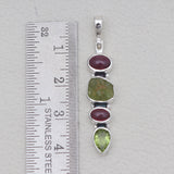 Garnet & Peridot Silver Pendants