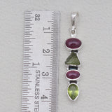 Garnet & Peridot Silver Pendants