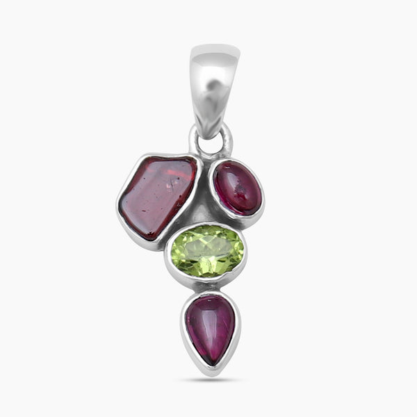 Garnet & Peridot Silver Pendants