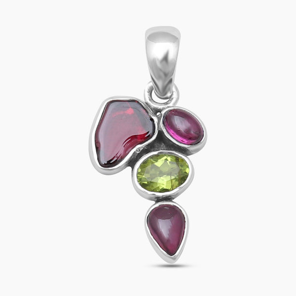 Garnet & Peridot Silver Pendants