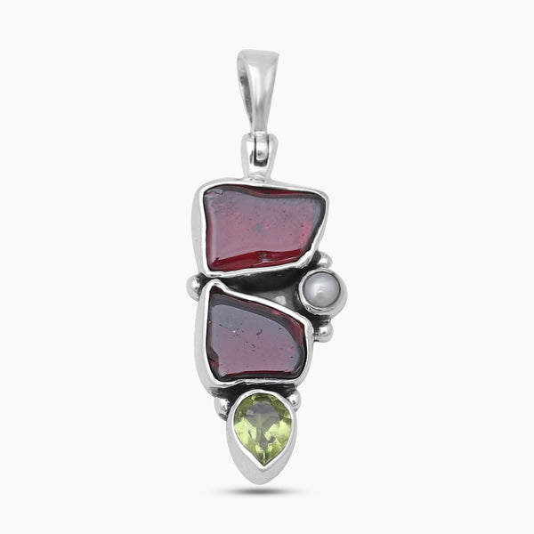 925 Sterling Silver Natural Garnet Pendants