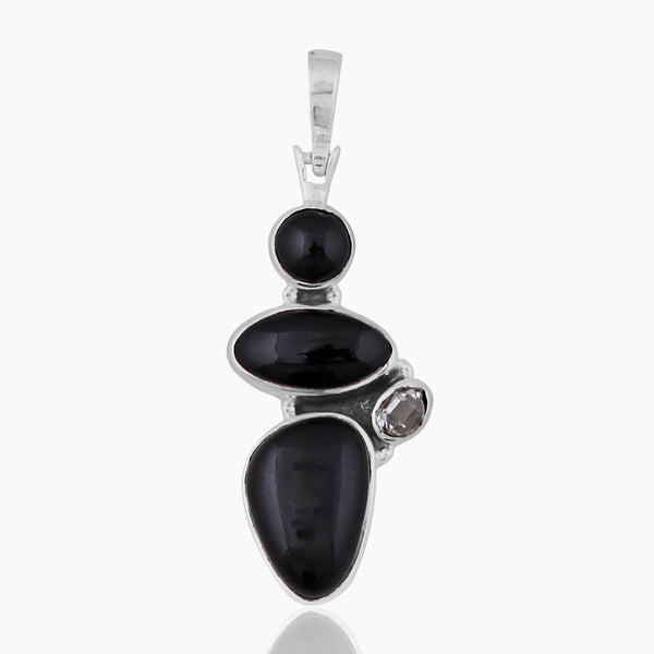 Natural Black Onyx Silver Pendants
