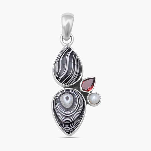 925 Sterling Silver Fordite Jasper Pendants