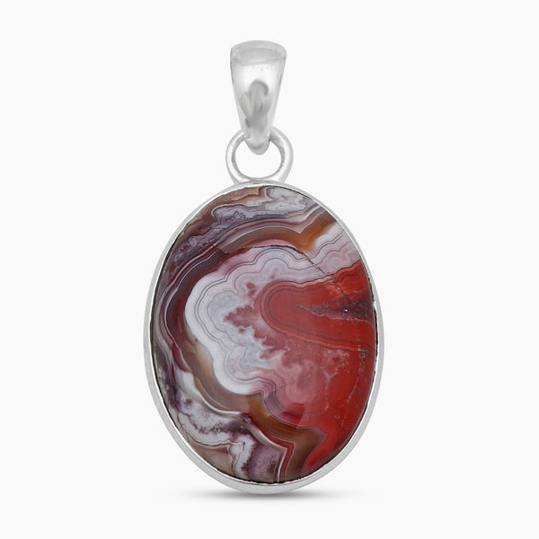 Crazy Lace Agate Silver Plain Pendants