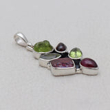 Natural Peridot & Garnet Silver Pendants