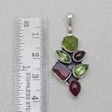 Natural Peridot & Garnet Silver Pendants