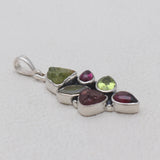 Natural Peridot & Garnet Silver Pendants