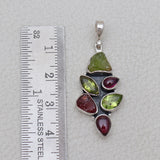 Natural Peridot & Garnet Silver Pendants