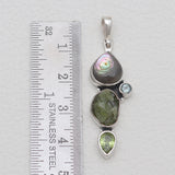 Peridot & Abalone Shell Silver Pendants
