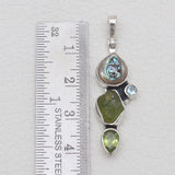 Peridot & Abalone Shell Silver Pendants