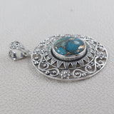 Blue Copper Turquoise Silver Pendants