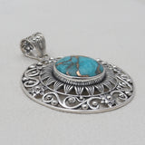 Blue Copper Turquoise Silver Pendants