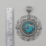 Blue Copper Turquoise Silver Pendants