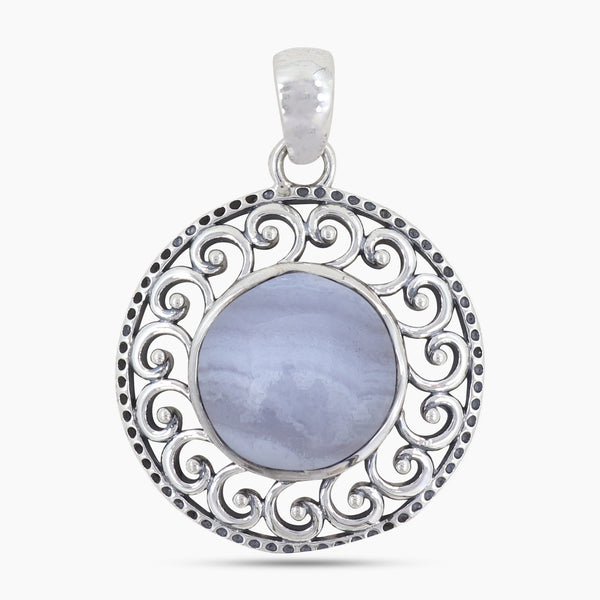 925 Sterling Silver Blue Lace Agate Pendants