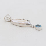 Fresh Water Pearl & Blue Topaz Silver Pendants