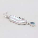 Fresh Water Pearl & Blue Topaz Silver Pendants