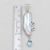 Fresh Water Pearl & Blue Topaz Silver Pendants
