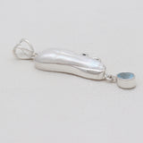 Fresh Water Pearl & Blue Topaz Silver Pendants