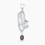 Fresh Water Pearl & Garnet Silver Pendants