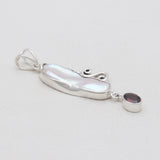 Fresh Water Pearl & Garnet Silver Pendants