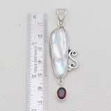 Fresh Water Pearl & Garnet Silver Pendants