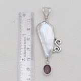Fresh Water Pearl & Garnet Silver Pendants