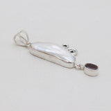 Fresh Water Pearl & Garnet Silver Pendants