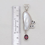 Fresh Water Pearl & Garnet Silver Pendants