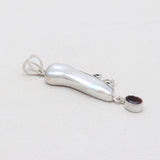 Fresh Water Pearl & Garnet Silver Pendants