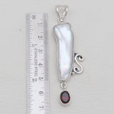 Fresh Water Pearl & Garnet Silver Pendants