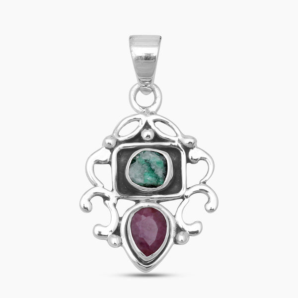 Emerald & Ruby Silver Women Pendants