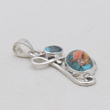 Turquoise Spiny Oyster Silver Pendants