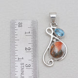 Turquoise Spiny Oyster Silver Pendants