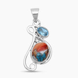Turquoise Spiny Oyster Silver Pendants