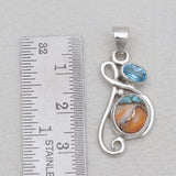 Turquoise Spiny Oyster Silver Pendants