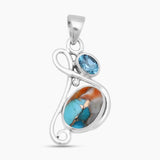 Turquoise Spiny Oyster Silver Pendants