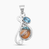 Turquoise Spiny Oyster Silver Pendants