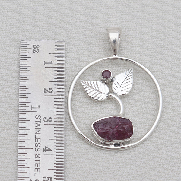 Raw Ruby Quartz Silver Pendants