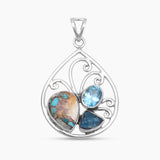 Spiny Oyster Turquoise Silver Pendant