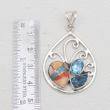 Spiny Oyster Turquoise Silver Pendant