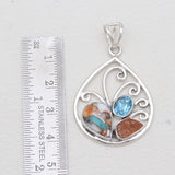 Turquoise Spiny Oyster Silver Pendants
