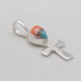 Turquoise Spiny Oyster Silver Cross Pendants
