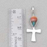 Turquoise Spiny Oyster Silver Cross Pendants