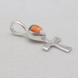 Turquoise Spiny Oyster Silver Cross Pendants
