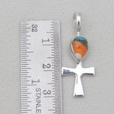 Turquoise Spiny Oyster Silver Cross Pendants