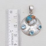 Turquoise Spiny Oyster Silver Pendants